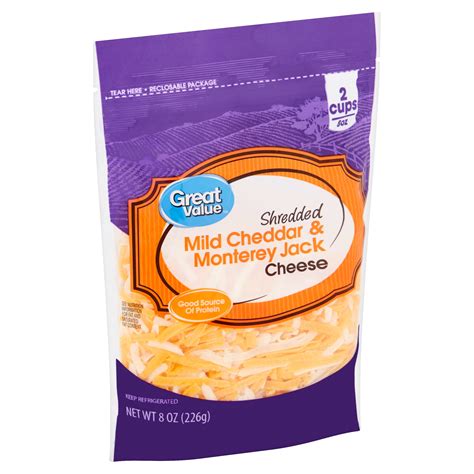 Great Value Shredded Mild Cheddar & Monterey Jack Cheese, 8 oz - Walmart.com