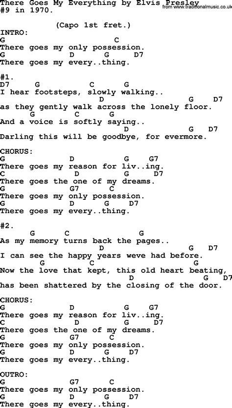 There Goes My Everything, by Elvis Presley - lyrics and chords