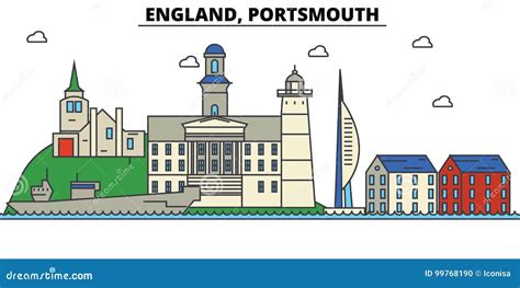 England, Portsmouth. City Skyline Architecture Editable Stock Vector - Illustration of landscape ...