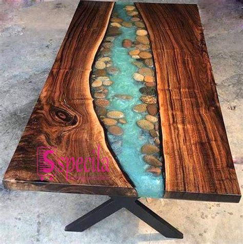 Epoxy Table with Clear Resin River Custom Table Live Edge | Etsy