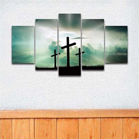 5 Panel Painting Canvas Wall Art Christian Cross Modular Picture HD Prints Poster Artwork for ...