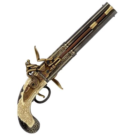 Double Barrel Flintlock Pistol Replica | Flintlock pistol, Flintlock ...