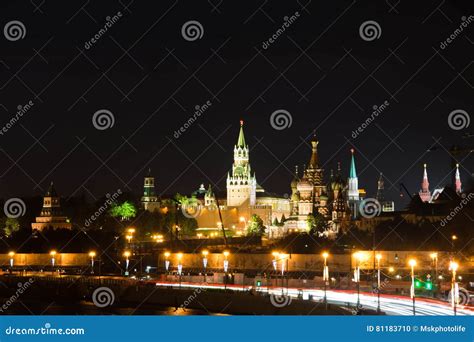 View of the Towers of Kremlin at Night Editorial Image - Image of ...