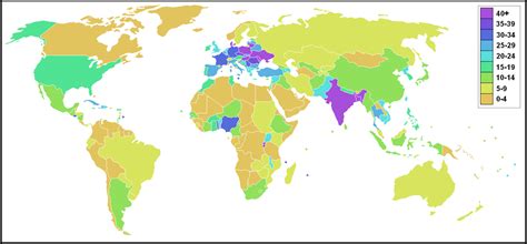 World map of arable land, percentage by country : MapPorn