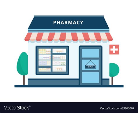 Cartoon pharmacy building exterior isolated on Vector Image