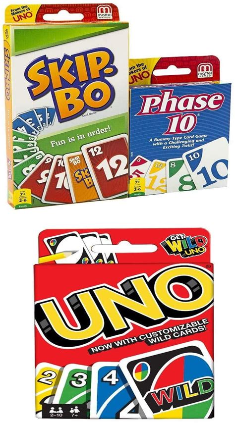 Mattel Card Game Set Skip Bo, Uno & Phase 10 - Walmart.com