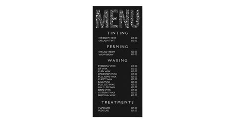 Hair Nail Salon Beautician Menu Price List | Zazzle