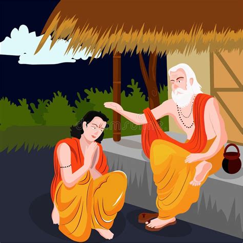 Guru Purnima Illustration Guru or Shishya Teacher or Student Concept of ...