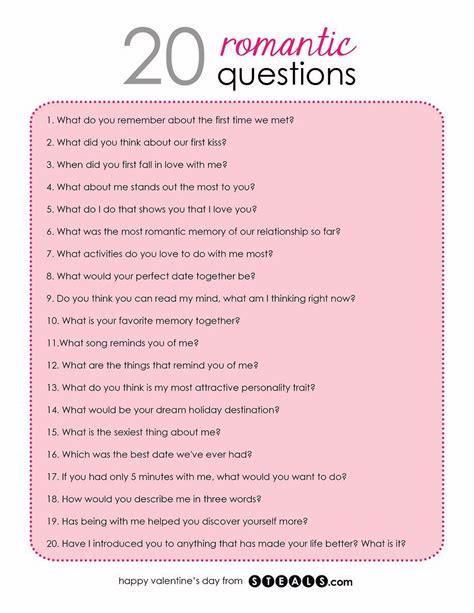 20 Romantic Questions | Romantic questions, Boyfriend questions, Fun ...