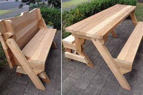 One piece folding bench and picnic table plans Downloadable | Etsy | Picnic table woodworking ...