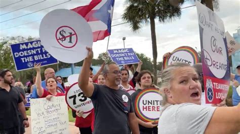 Walt Disney World Workers March Near Park, Demand "A Fair Wage"