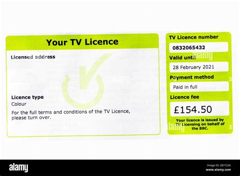 UK colour TV licence 2020. Television license Stock Photo - Alamy