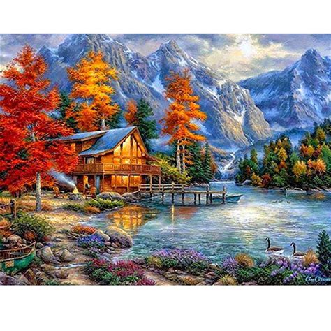 Autumn Lakeside Scenery 5D Diamond Painting - 5diamondpainting.com – Five Diamond Painting