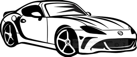 Cars Outline Clipart-sports car special wheels black outline on white ...