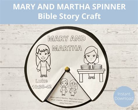 Mary and Martha, Luke 10, Kids Bible Craft, Bible Story Printable, Homeschool Bible Worksheets ...