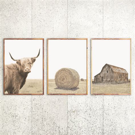 Farmhouse Art Rustic Print Set of 3 Wall Art Farm House Decor | Etsy