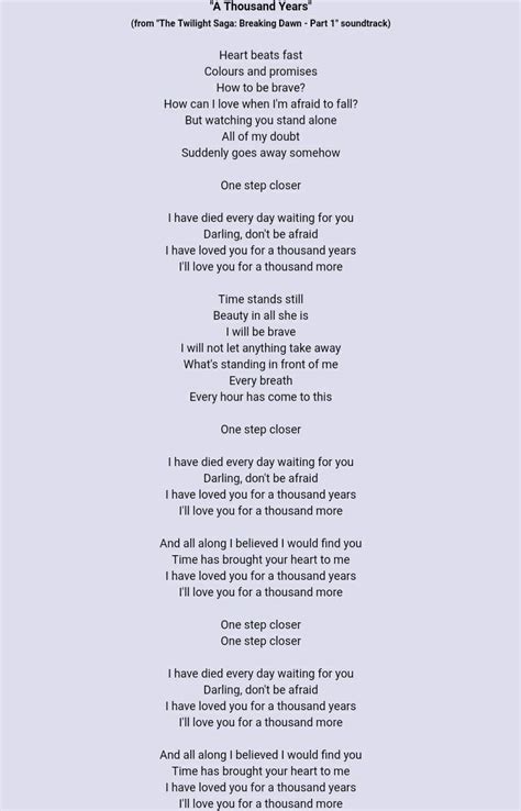 A thousand years lyrics - poolluda