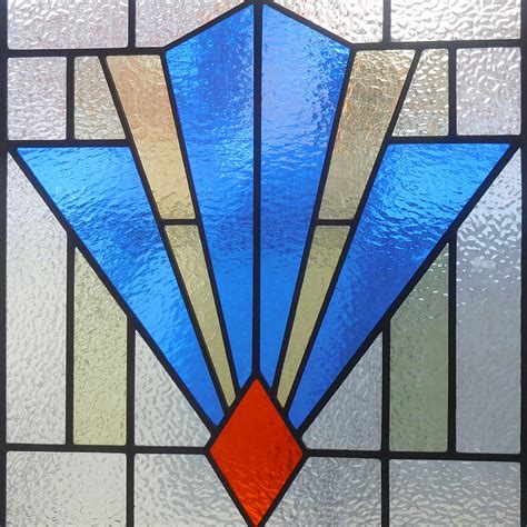 1930 Art Deco Stained Glass Panel - From Period Home Style