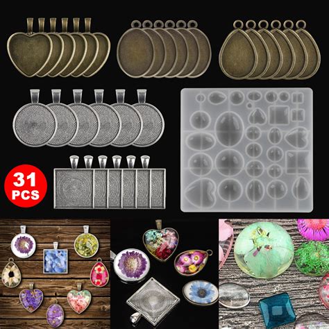 EEEkit 31 Pieces Resin Molds Kits, Including 5 Style Round & Square ...