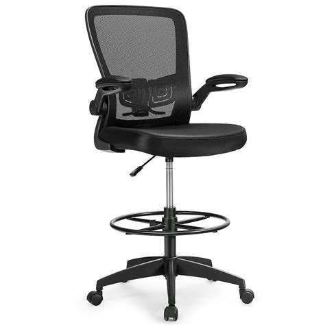 Costway Tall Office Chair Adjustable Height w/Lumbar Support Flip Up ...