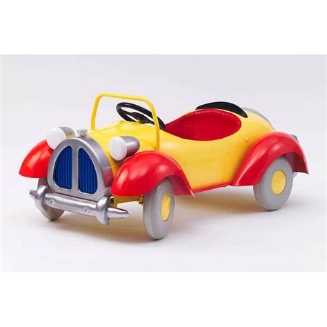 Noddy pedal car in red and yellow like the original TV character.