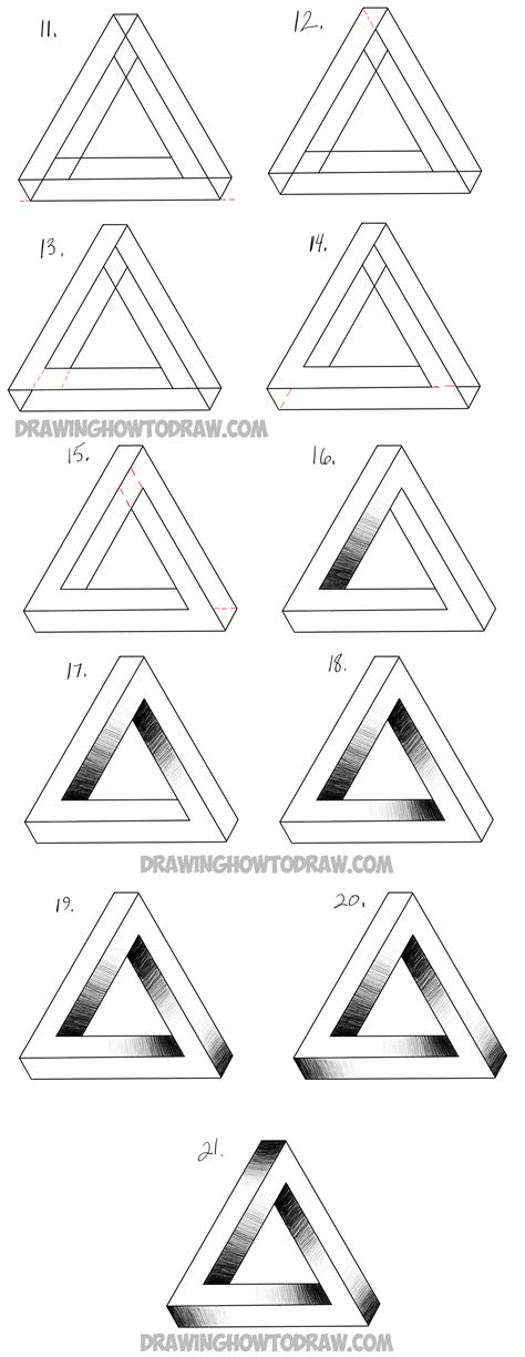 How to Draw an Impossible Triangle – Easy Step by Step Drawing Tutorial ...