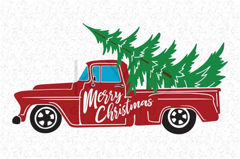 Christmas Red Truck SVG, Christmas Tree Truck SVG files By kYo Digital ...