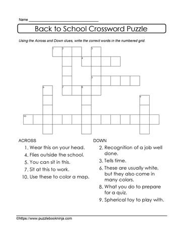 FREE Back to School Easy Puzzle. Use across and down clues to solve the puzzle. | Back to school ...