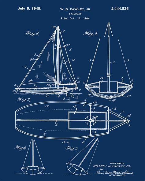 Sailboat Art Downloadable Prints Sailboat Blueprint Poster - Etsy Australia