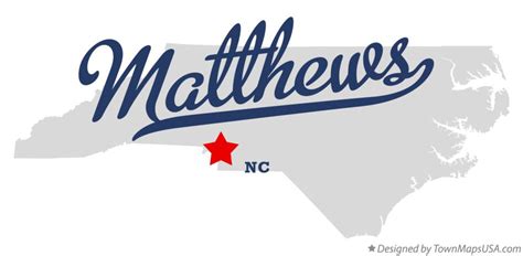 Map of Matthews, Mecklenburg County, NC, North Carolina