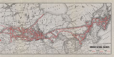 ANTIQUE CANADIAN NATIONAL RAILWAYS MAP Map includes: Canadian ...