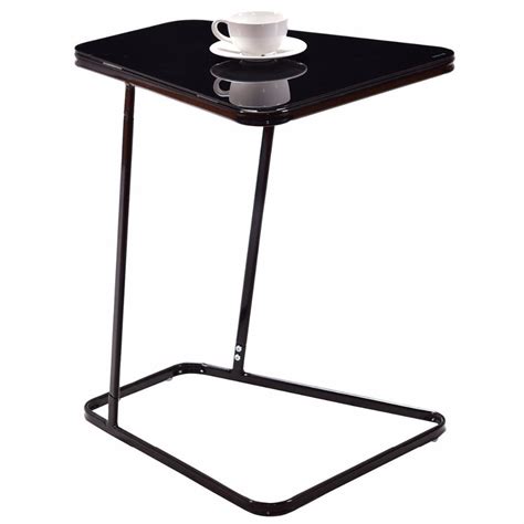 Black Modern Glass Top End Table Table