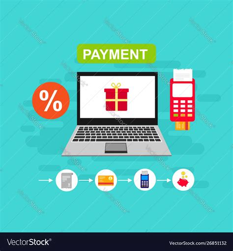 Online payment on computer flat cartoon big pay Vector Image