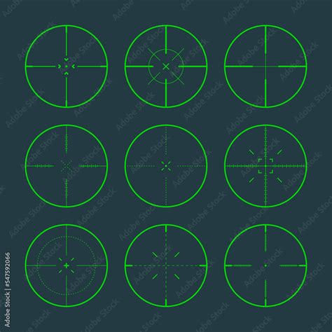 Various sniper rifle night sights, weapon optical scope crosshair ...