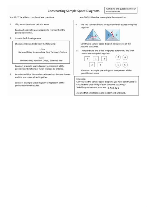 (PDF) Sample Space Diagram Worksheet - DOKUMEN.TIPS