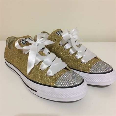 Adult Gold Glitter Rhinestone Converse Shoes Bride Converse