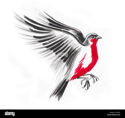 Flying red robin Stock Photo - Alamy