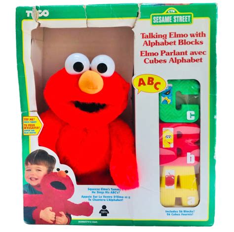 Sesame Street Tyco Talking Elmo With Alphabet Blocks Letters Vintage 1996 Toys Toddler Toy ...