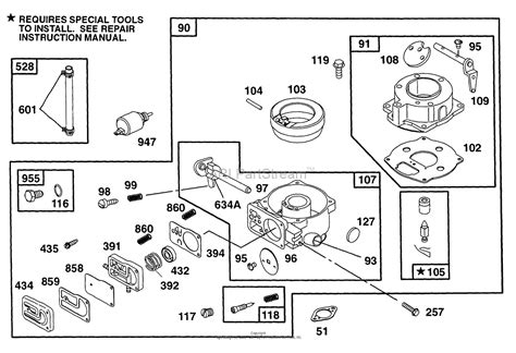 Briggs and Stratton 402445-1208-01 Parts Diagram for Carburetor Assembly