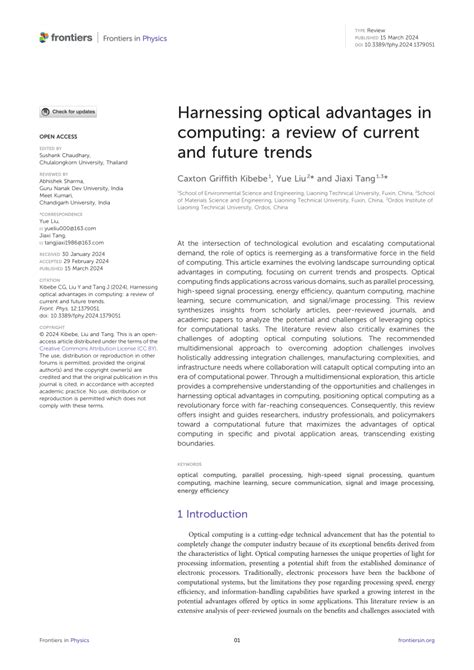 (PDF) Harnessing optical advantages in computing: a review of current ...