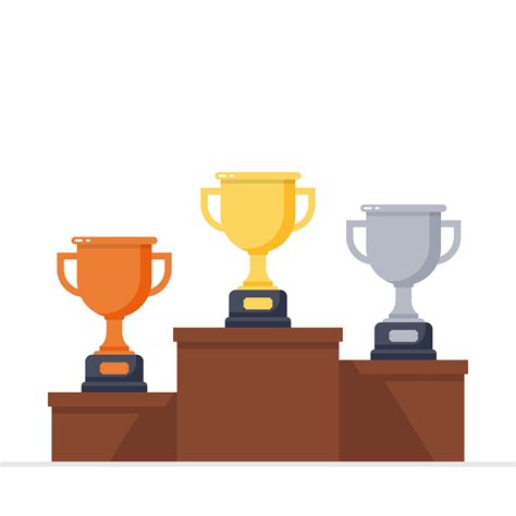 Gold, silver and bronze trophies on winners podium 1263602 Vector Art ...