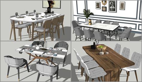 4831 Dining Table And Chair Sketchup Model Free Download