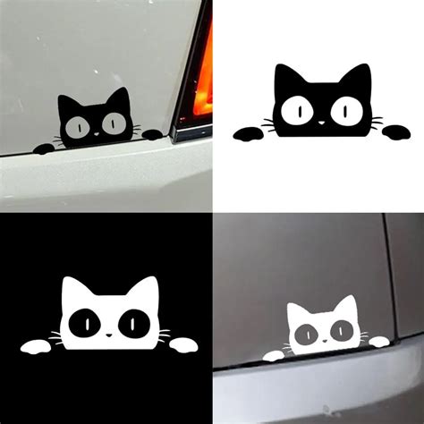 Reflective Peeking Cat Animal Car Styling Decorative Stickers Auto Window Decals Reflective PET ...