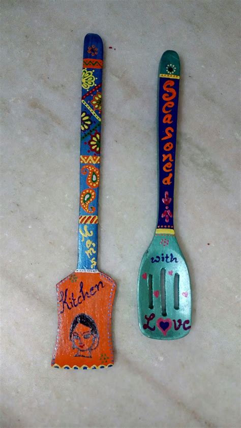 Painted Spoons, Wooden Spoons, Kitchen Art, Kitchen Decor, Spatula ...