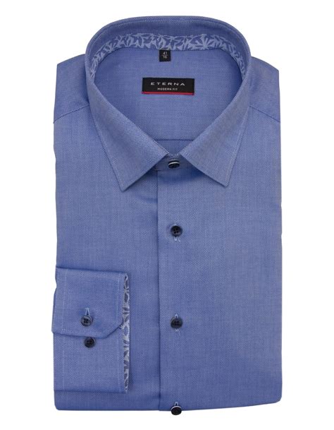 Eterna Pure Cotton Natte Weave Shirt - Blue - Shirts from Fields Menswear UK