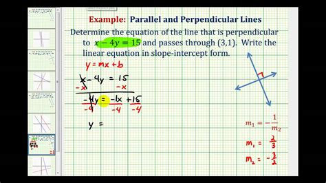 Ex 2: Find the Equation of a Line Perpendicular to a Given Line Passing ...