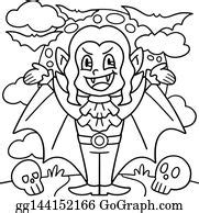 3 Girl Vampire Halloween Coloring Page For Kids Clip Art | Royalty Free - GoGraph