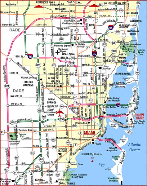 Free Printable Maps: Miami Map | Miami map, Miami attractions, Miami hotels