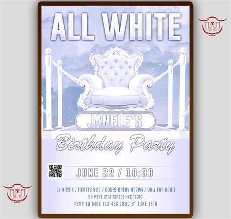 All White Birthday Flyer White Party Invite All White - Etsy