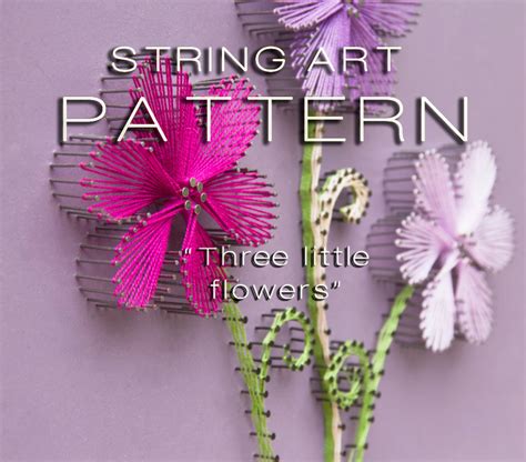 String art pattern Three little flowers String | Etsy